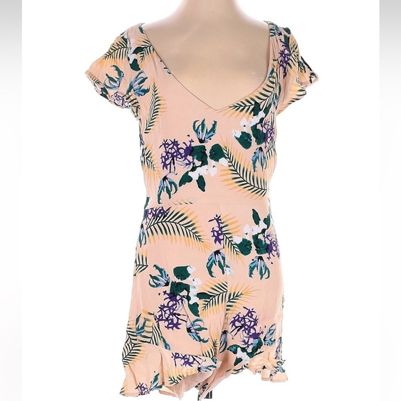 For Love & Lemons Women's Pina Colada Floral Romper Cream Green Size Small S - Picture 3 of 8